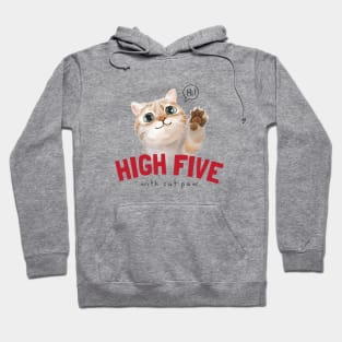 High five slogan with cute cat Hoodie
